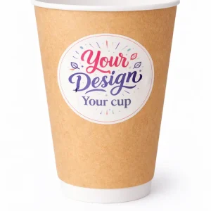 16 oz (480 ml) Dubbelwandige Bedrukte Kraft Papieren Koffiebeker