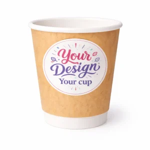 8 oz (240 ml) Dubbelwandige Bedrukte Kraft Papieren Koffiebeker