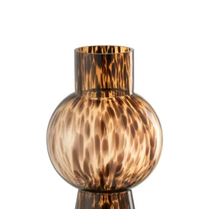 J-Line vaas Bol Stip - glas - bruin - medium - 30.5 cm hoog